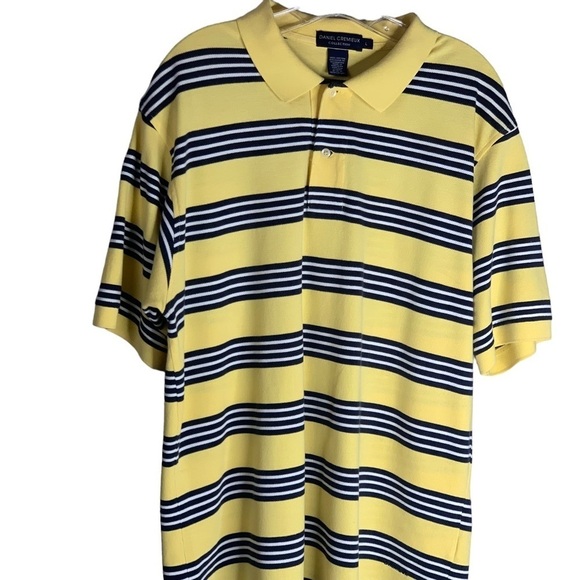 Daniel Cremieux Yellow with Thin Navy Stripes Polo Excellent Condition Sz Large - Picture 7 of 11